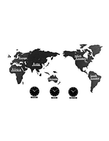 Zegar dekoracja mapa świata - strefy czasowe