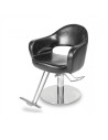 Fotel fryzjerski ze srebrnym podnóżkiem, czarny
