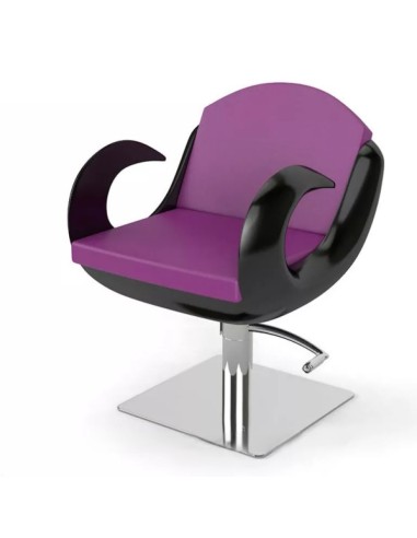 Fotel fryzjerski czarno fioletowy z akrylem