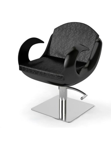 Fotel fryzjerski czarno czarny ze wzorem z akrylem