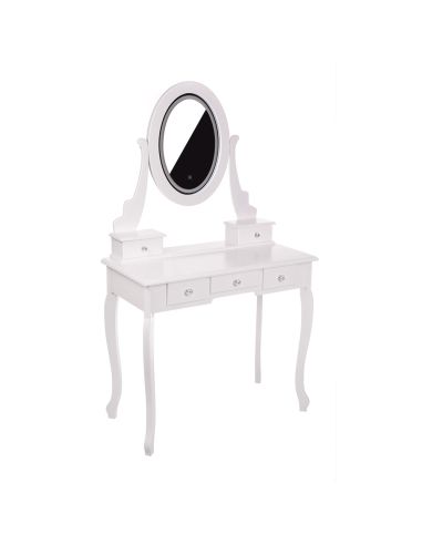 Toaletka biała KARI lustro LED + taboret