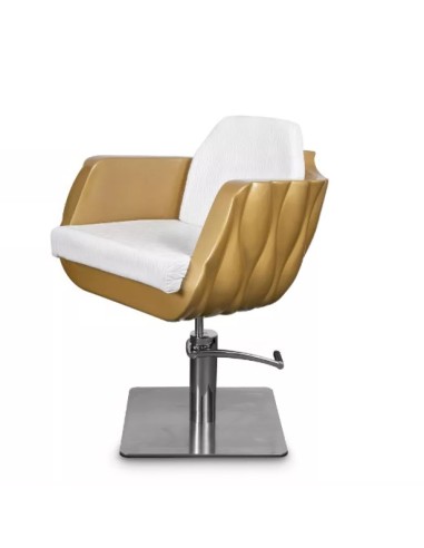Fotel fryzjerski biało, złoty futurystycznej formie