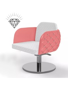 Fotel fryzjerski Diamante - biały - różowy