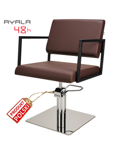 Fotel fryzjerski Loft - brązowy - podstawa chrom lub czarna- AYALA 48
