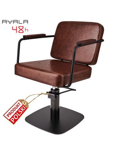 Fotel fryzjerski brązowy  Enzo Ayala czarna podstawa