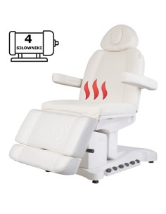 Fotel Kosmetyczny Podgrzewany 708B Exclusive - 4 Silniki - Biały