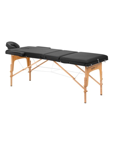 Stół Składany Do Masażu Wood Komfort Activ Fizjo Lux 3 Segmentowy 190X70 Czarny