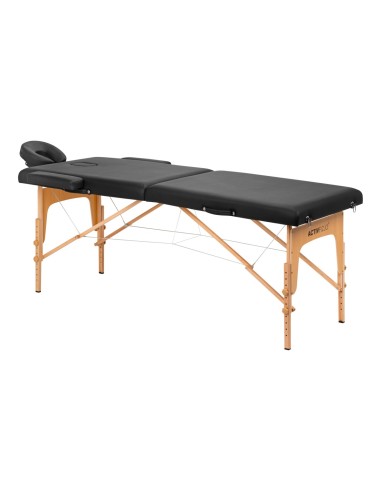 Stół Składany Do Masażu Wood Komfort Activ Fizjo Lux 2 Segmentowy 190X70 Czarny